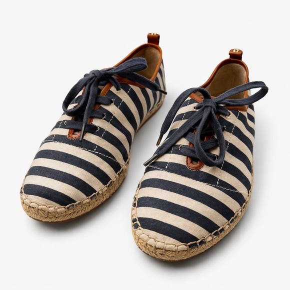 Michael Kors Shoes - Michael Kors Blue & White Stripe Canvas Jute Trimmed Lace Up Shoes 7M